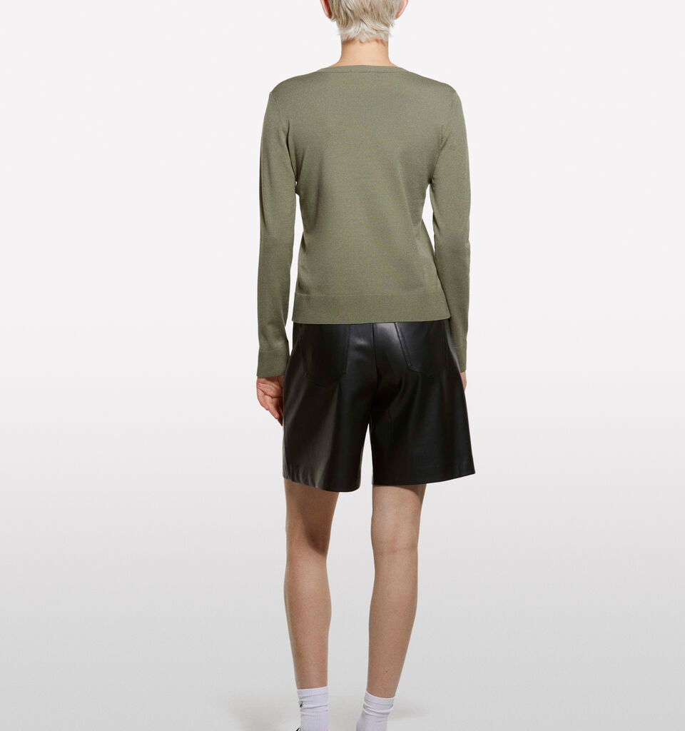 Military green crew neck top - women's crew neck sweaters - Dark Green | Sisley image number 2